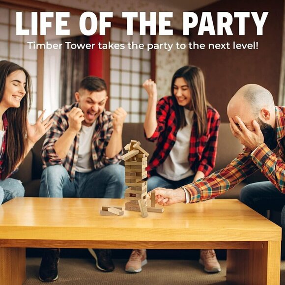 Timber Tower Wood Block Stacking Game Classic Wooden Block - Picture 4 of 6